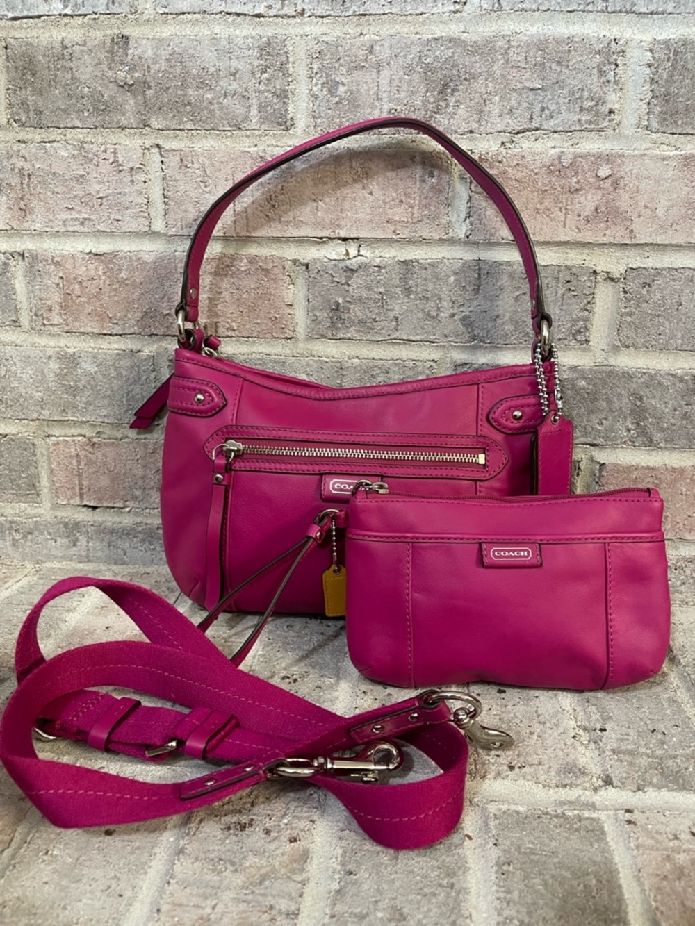 Coach Magenta Shoulder Bag with Removable Strap and Wristlet - Picture 3 of 14